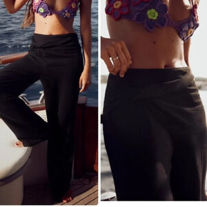 Zara Knotted Linen Blend Pareo Pants Black NWT  Size Medium